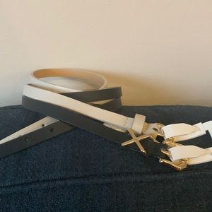 Black and cream skinny belts